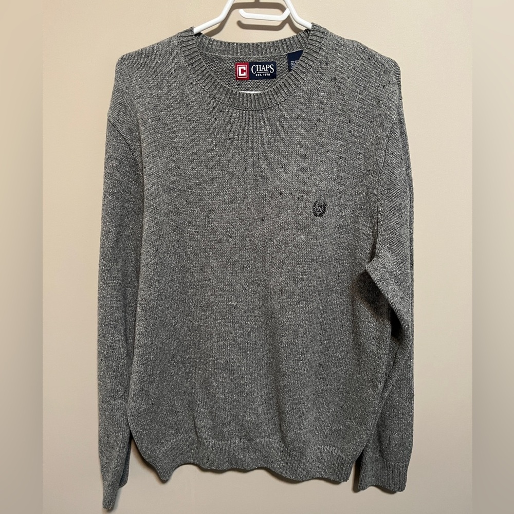 Chaps Men's Crewneck Gray Sweater, size L